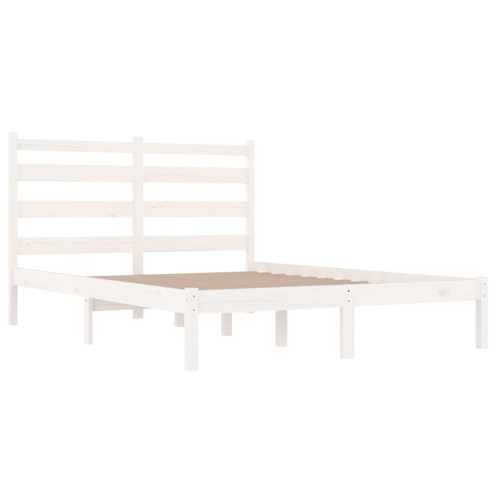 vidaXL Bed Frame White Solid Wood Pine 150x200 cm King Size - Sudd