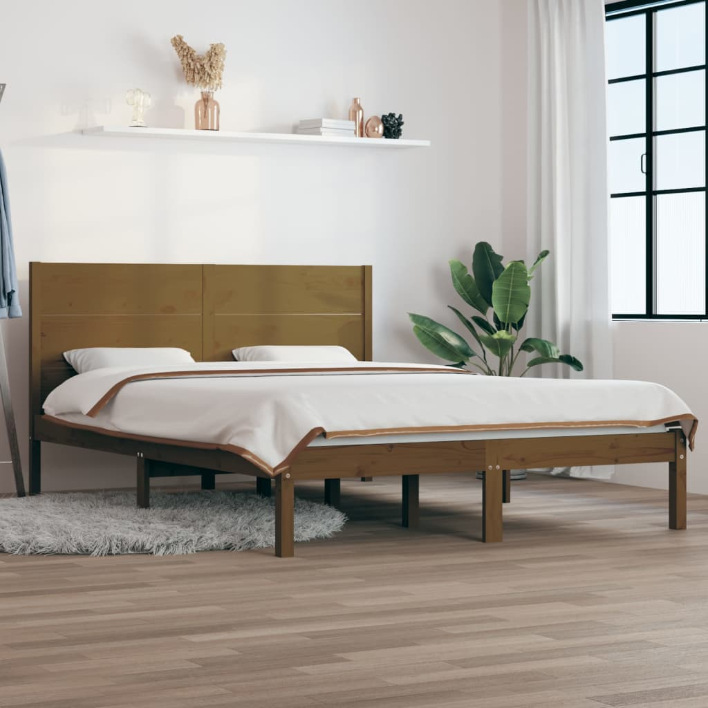 vidaXL Bed Frame Honey Brown Solid Wood Pine 120x200 cm - Sudd