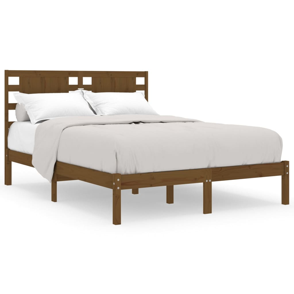 vidaXL Bed Frame Honey Brown Solid Wood 120x190 cm Small Double - Sudd