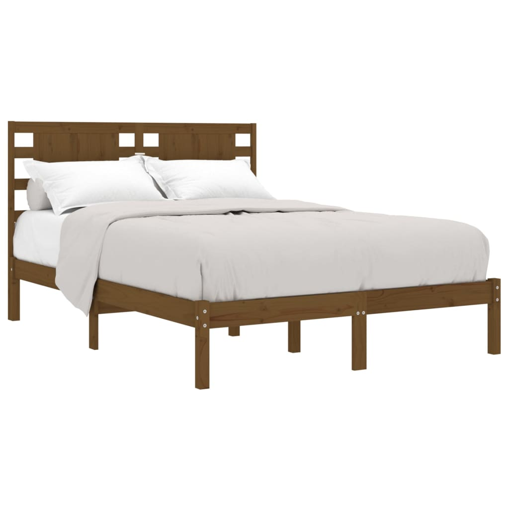 vidaXL Bed Frame Honey Brown Solid Wood 120x190 cm Small Double - Sudd