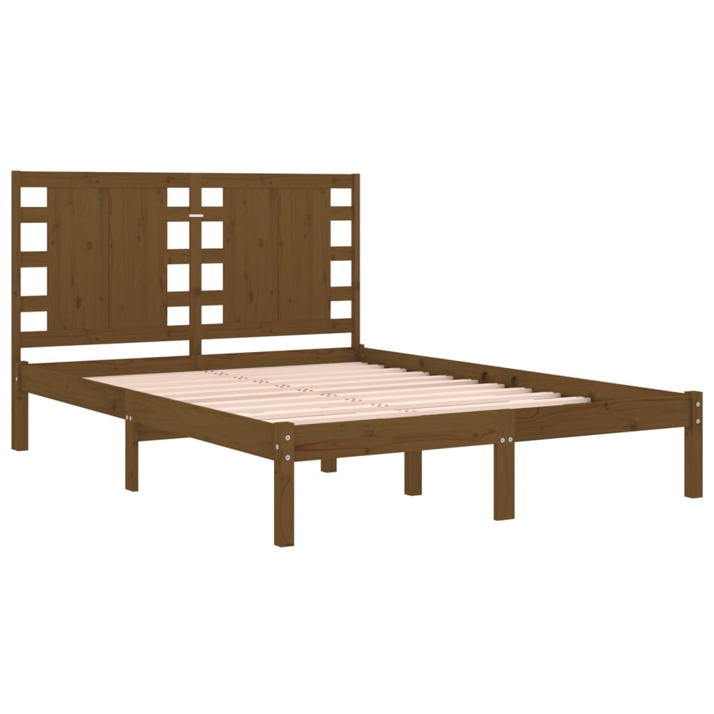 vidaXL Bed Frame Honey Brown Solid Wood 120x190 cm Small Double - Sudd