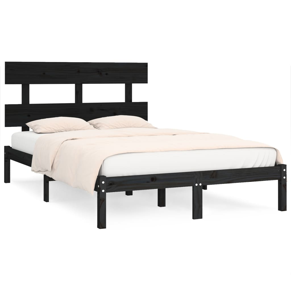 vidaXL Bed Frame Black Solid Wood 200x200 cm - Sudd