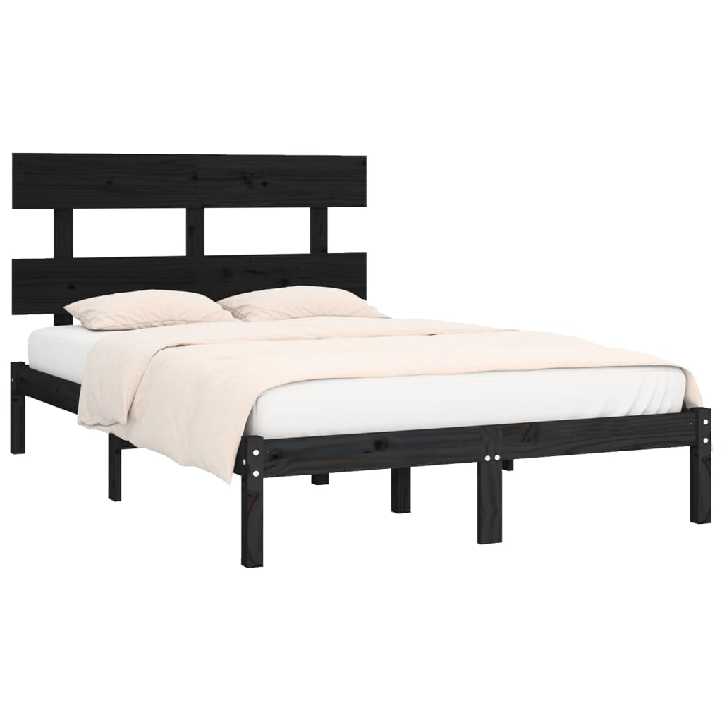 vidaXL Bed Frame Black Solid Wood 200x200 cm - Sudd