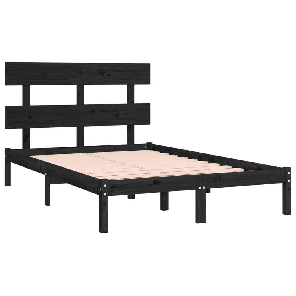 vidaXL Bed Frame Black Solid Wood 200x200 cm - Sudd