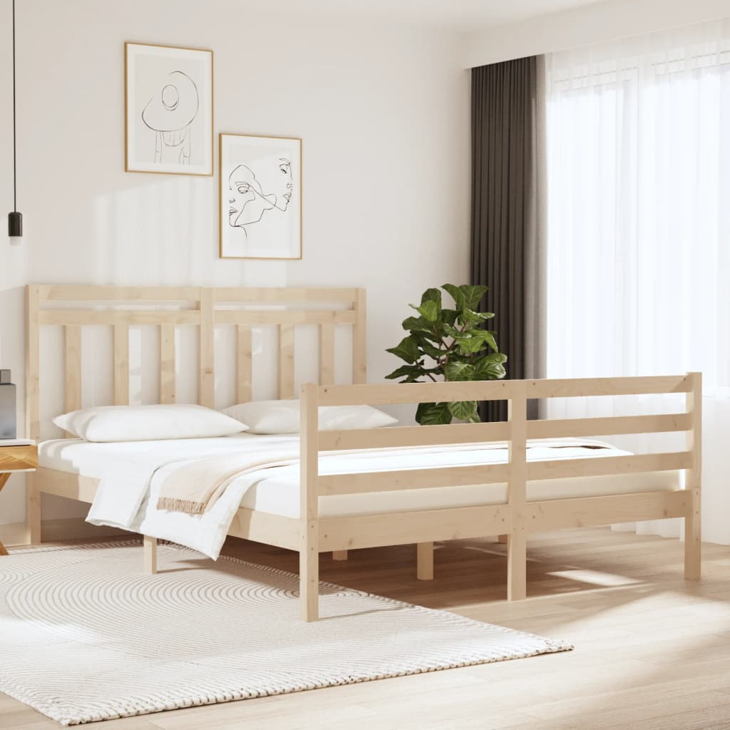 vidaXL Bed Frame Solid Wood 140x190 cm - Sudd