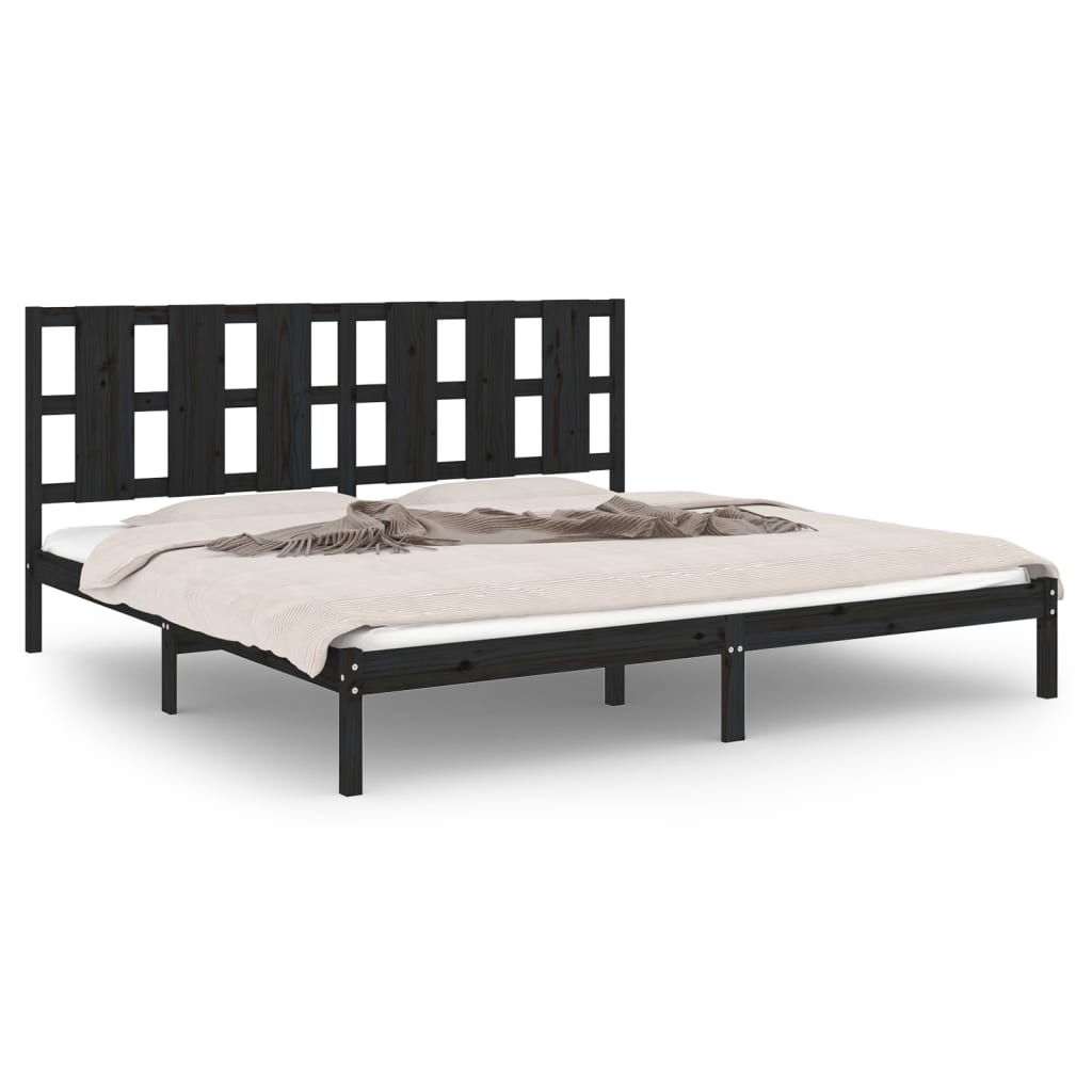 vidaXL Bed Frame Black Solid Wood Pine 200x200 cm - Sudd