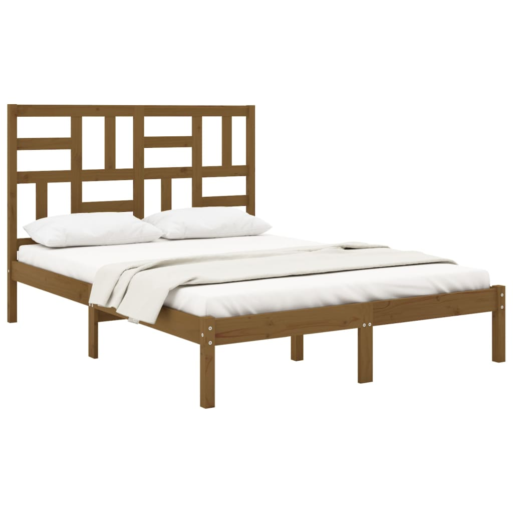 vidaXL Bed Frame Honey Brown Solid Wood 120x190 cm Small Double - Sudd