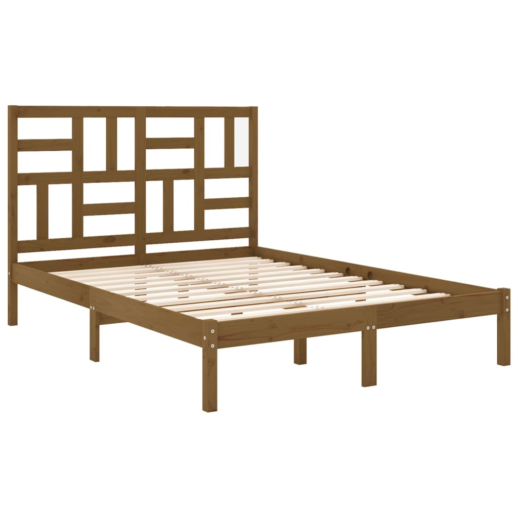 vidaXL Bed Frame Honey Brown Solid Wood 120x190 cm Small Double - Sudd