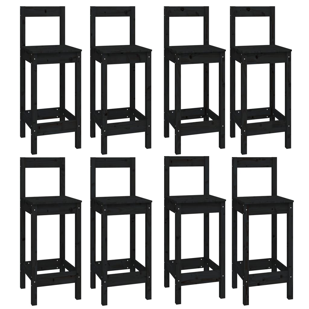 vidaXL 9 Piece Bar Set Black Solid Wood Pine - Sudd