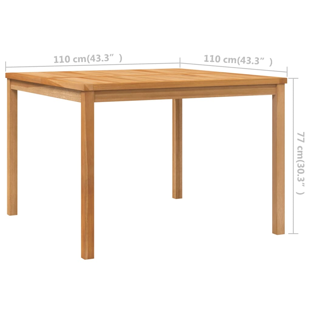 vidaXL Garden Dining Table 110x110x77 cm Solid Teak Wood - Sudd