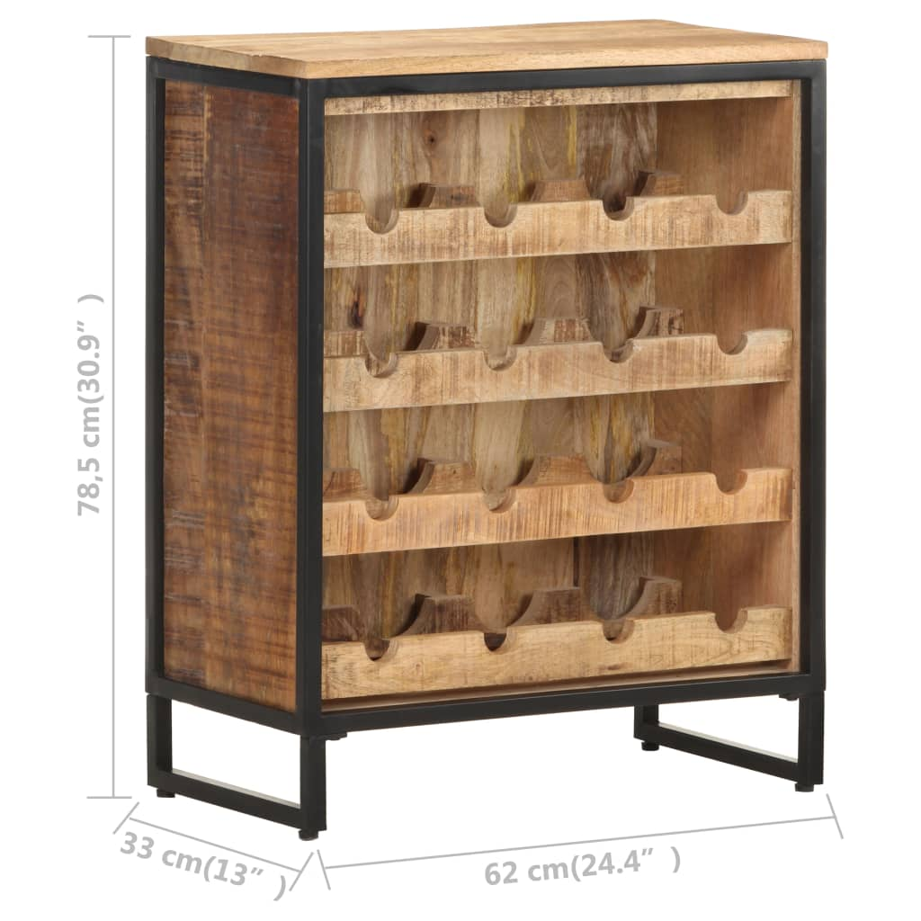 vidaXL Wine Cabinet 62x33x78.5 cm Rough Mango Wood - Sudd