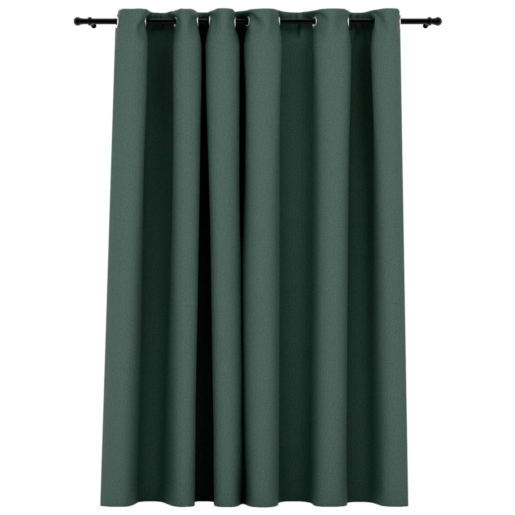 vidaXL Linen-Look Blackout Curtains with Grommets Green 290x245cm