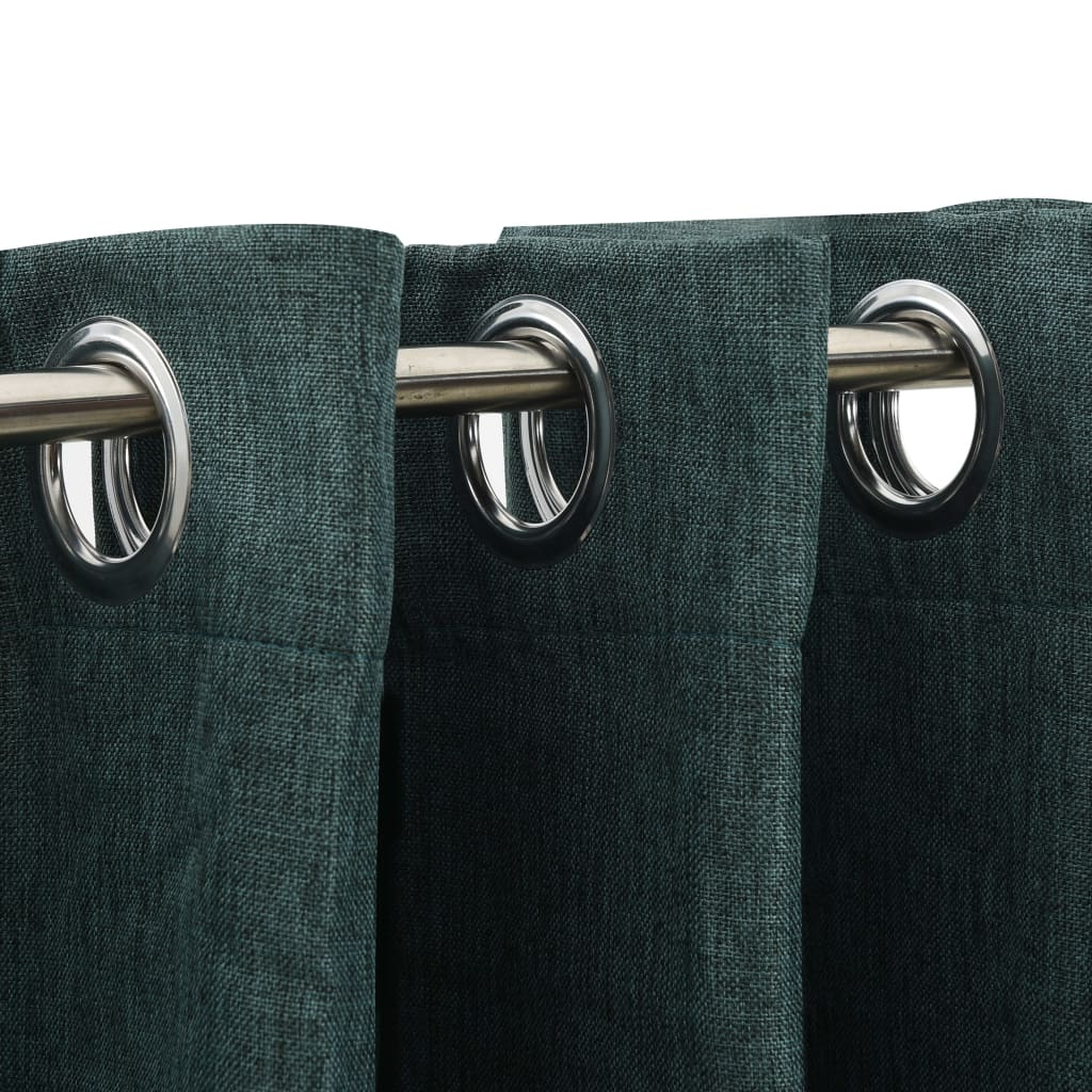 vidaXL Linen-Look Blackout Curtains with Grommets Green 290x245cm