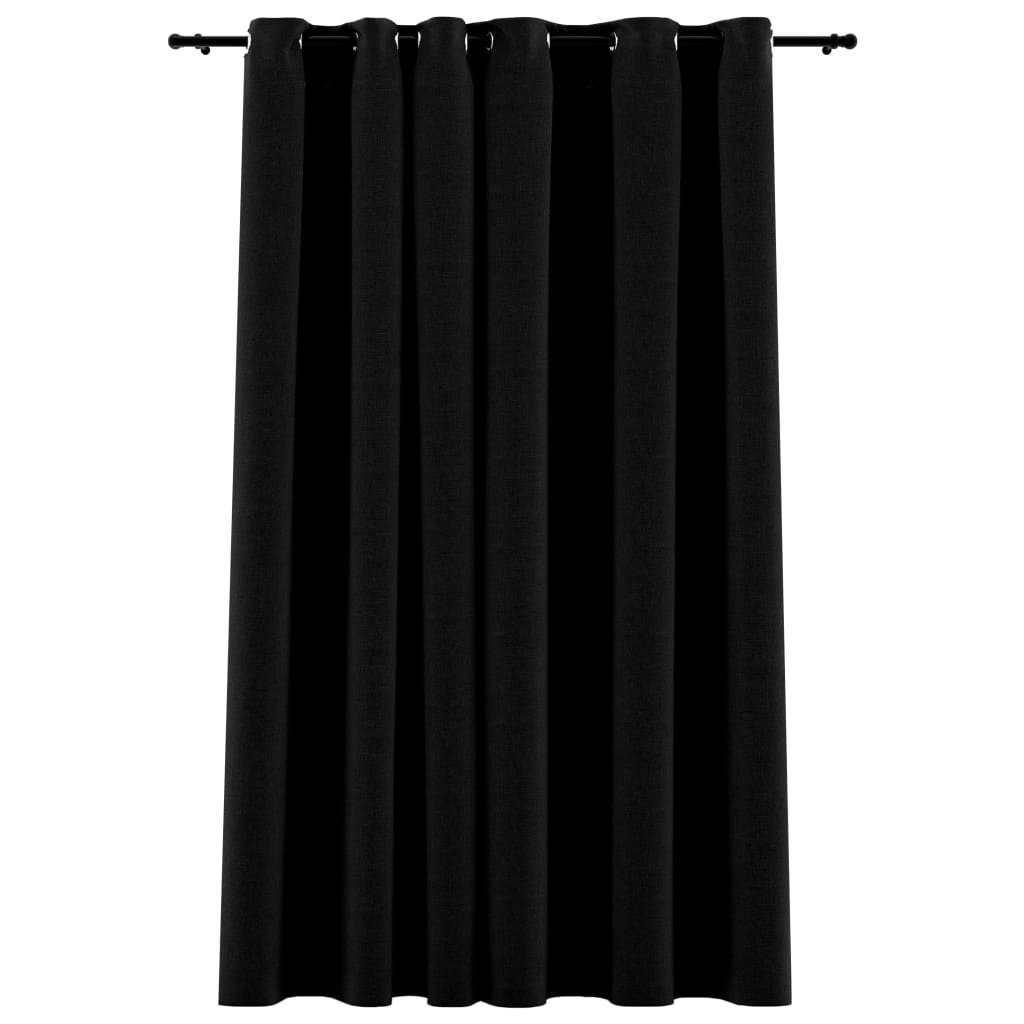 vidaXL Linen-Look Blackout Curtains with Grommets Black 290x245cm