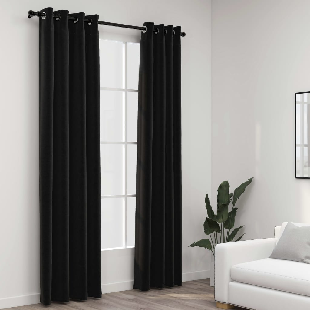 vidaXL Linen-Look Blackout Curtains 2 pcs Anthracite 140x245cm