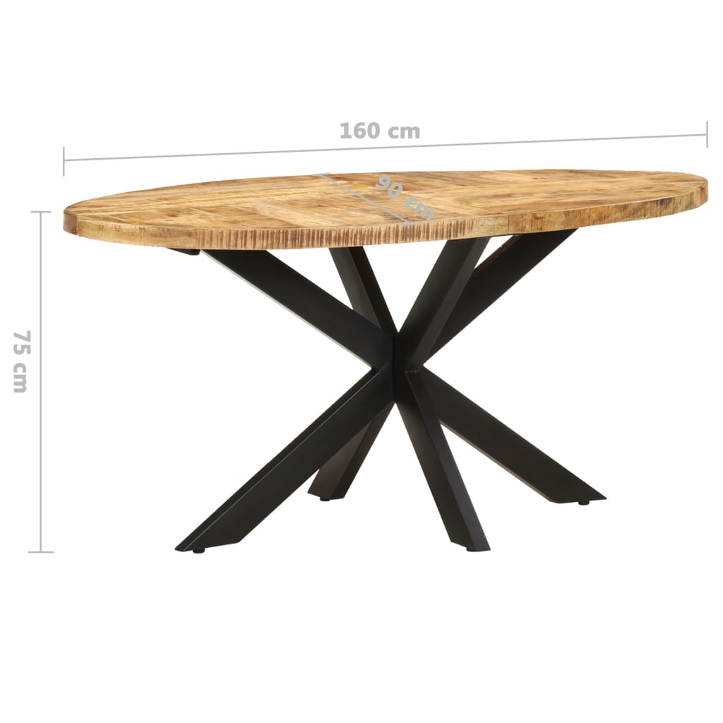 vidaXL Dining Table 160x90x75 cm Rough Mango Wood - Sudd