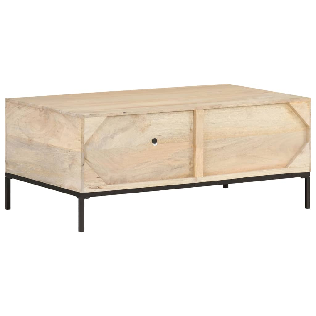 vidaXL Coffee Table 90x50x37 cm Solid Mango Wood and Natural Cane - Sudd