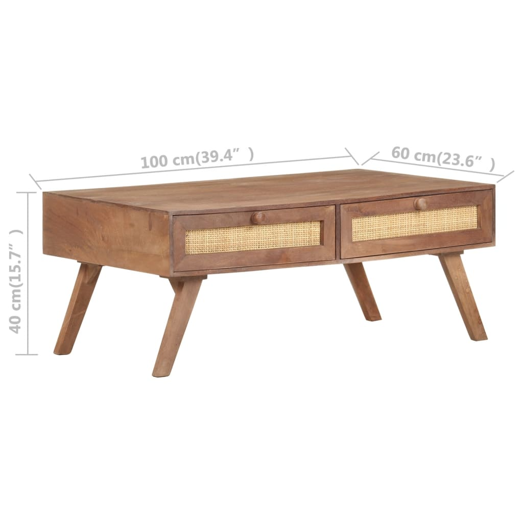 vidaXL Coffee Table 100x60x40 cm Solid Mango Wood - Sudd