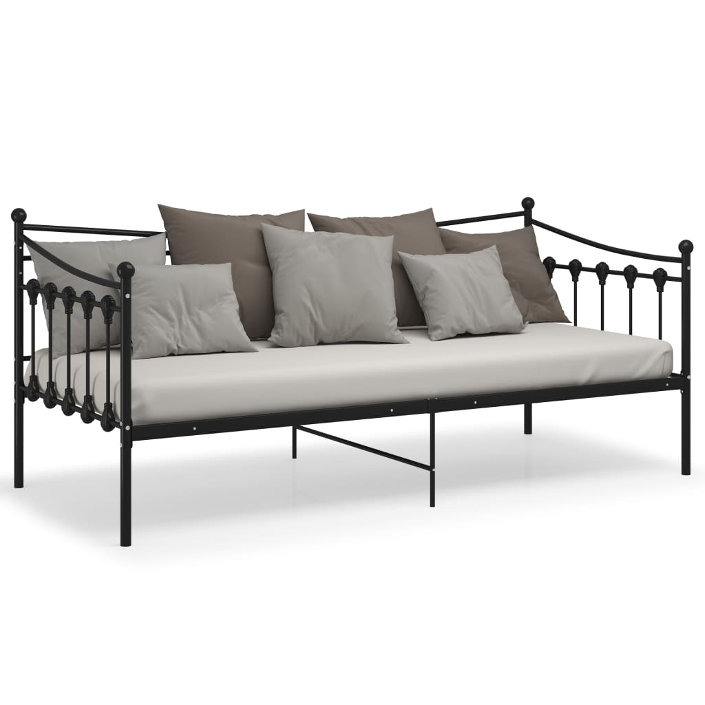 Sofa Bed Frame Black Metal 90x200 cm - Sudd