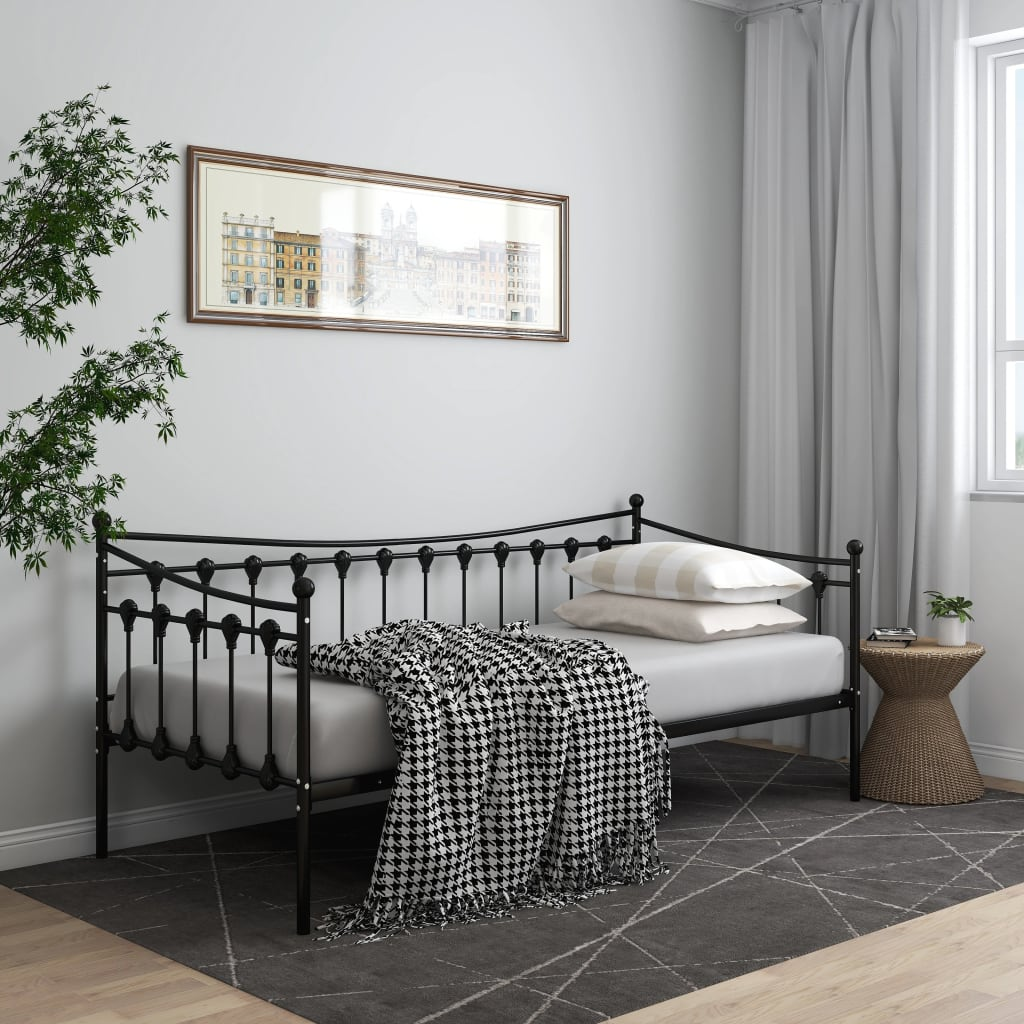 Sofa Bed Frame Black Metal 90x200 cm - Sudd