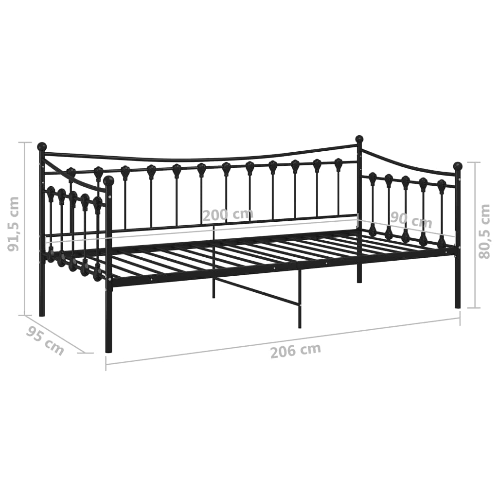 Sofa Bed Frame Black Metal 90x200 cm - Sudd