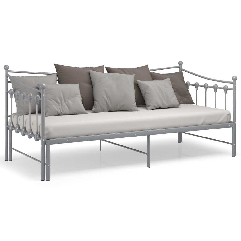 vidaXL Pull-out Sofa Bed Frame Grey Metal 90x200 cm - Sudd