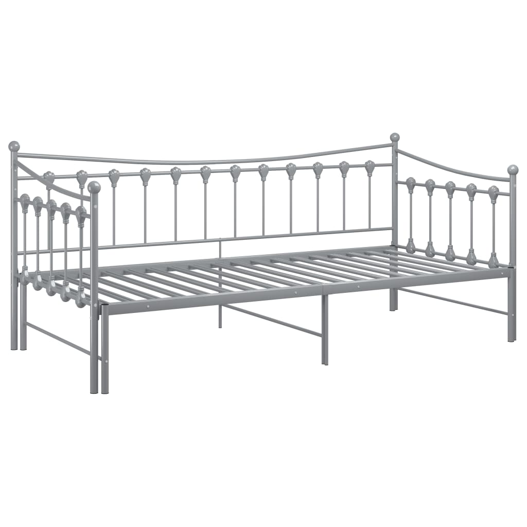 vidaXL Pull-out Sofa Bed Frame Grey Metal 90x200 cm - Sudd