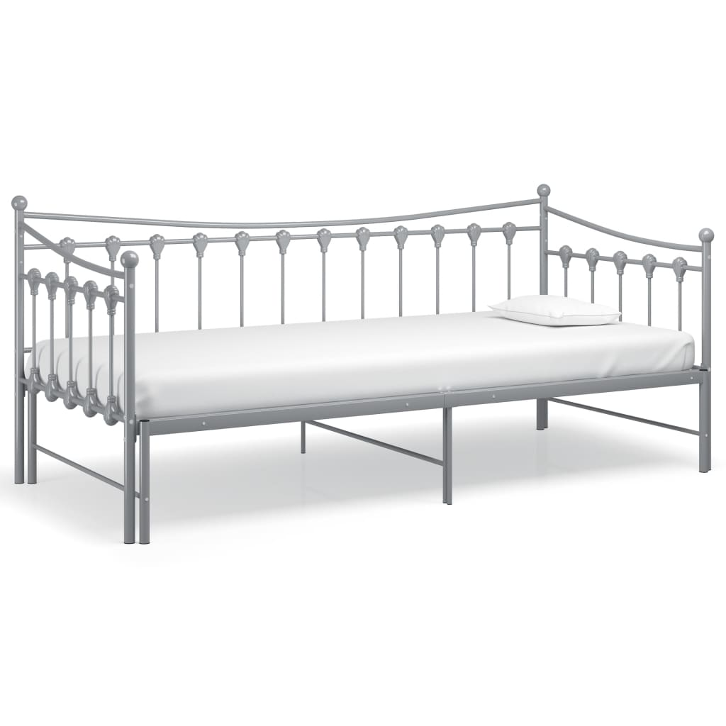 vidaXL Pull-out Sofa Bed Frame Grey Metal 90x200 cm - Sudd