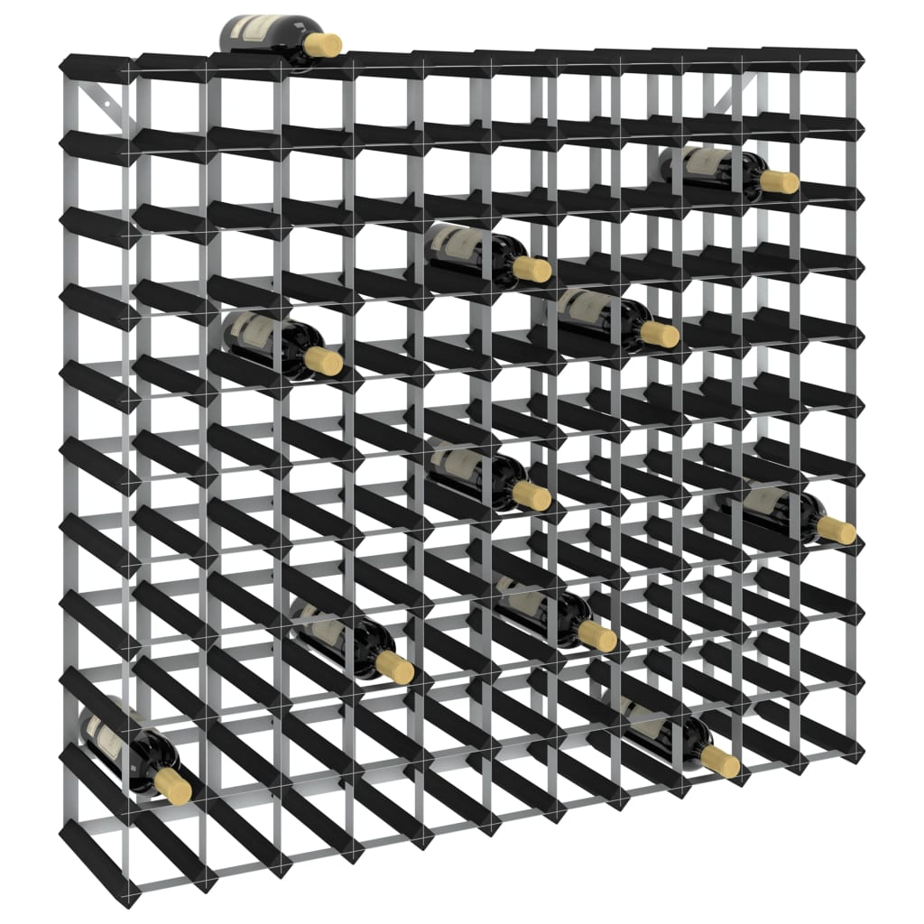 vidaXL Wine Rack for 120 Bottles Black Solid Pine Wood - Sudd