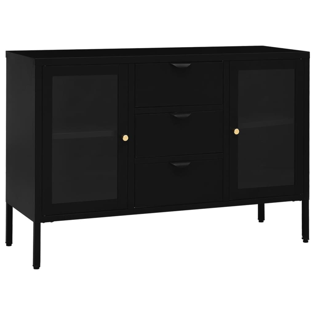 vidaXL Sideboard Black 105x35x70 cm Steel and Tempered Glass - Sudd