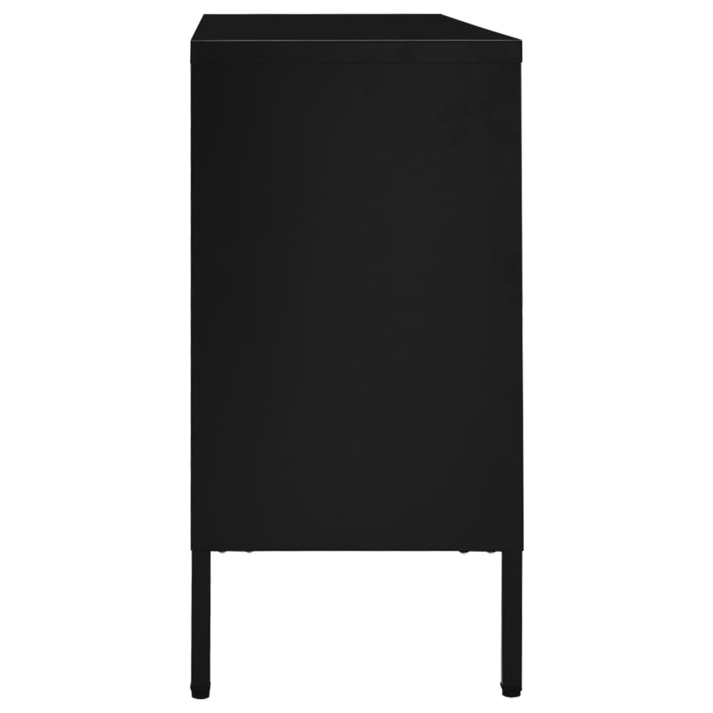 vidaXL Sideboard Black 105x35x70 cm Steel and Tempered Glass - Sudd