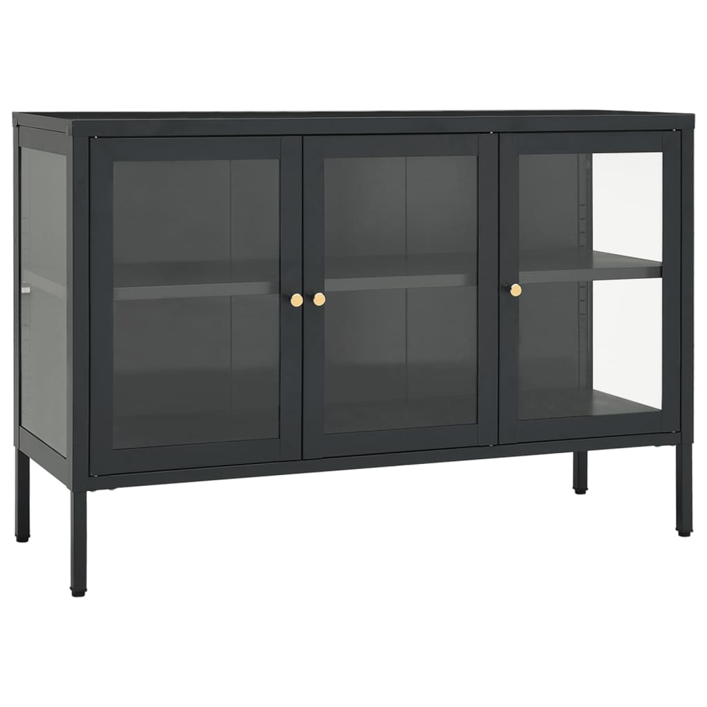 vidaXL Sideboard Anthracite 105x35x70 cm Steel and Glass - Sudd