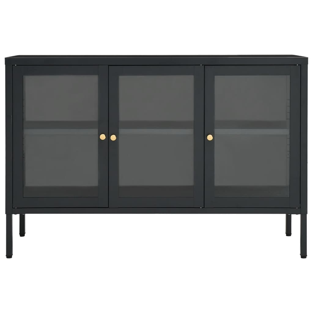 vidaXL Sideboard Anthracite 105x35x70 cm Steel and Glass - Sudd