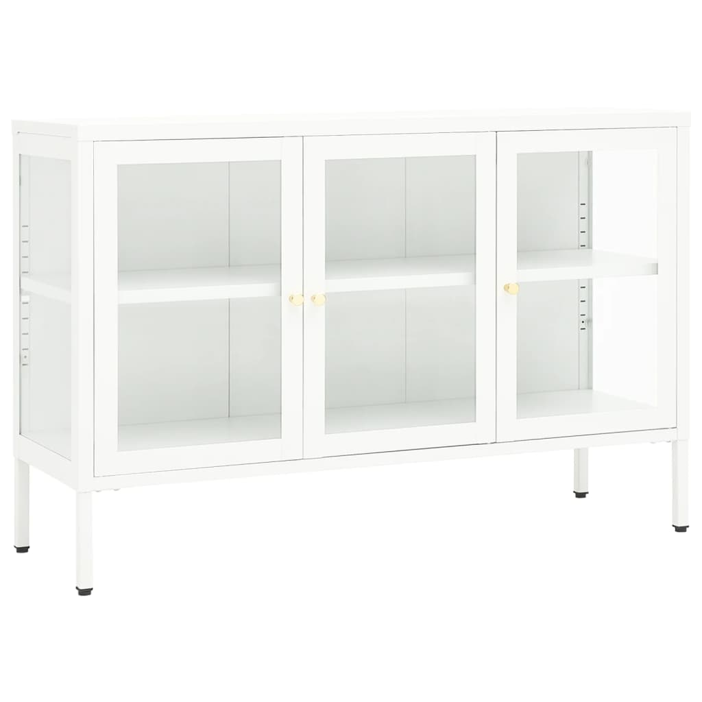 vidaXL Sideboard White 105x35x70 cm Steel and Glass - Sudd