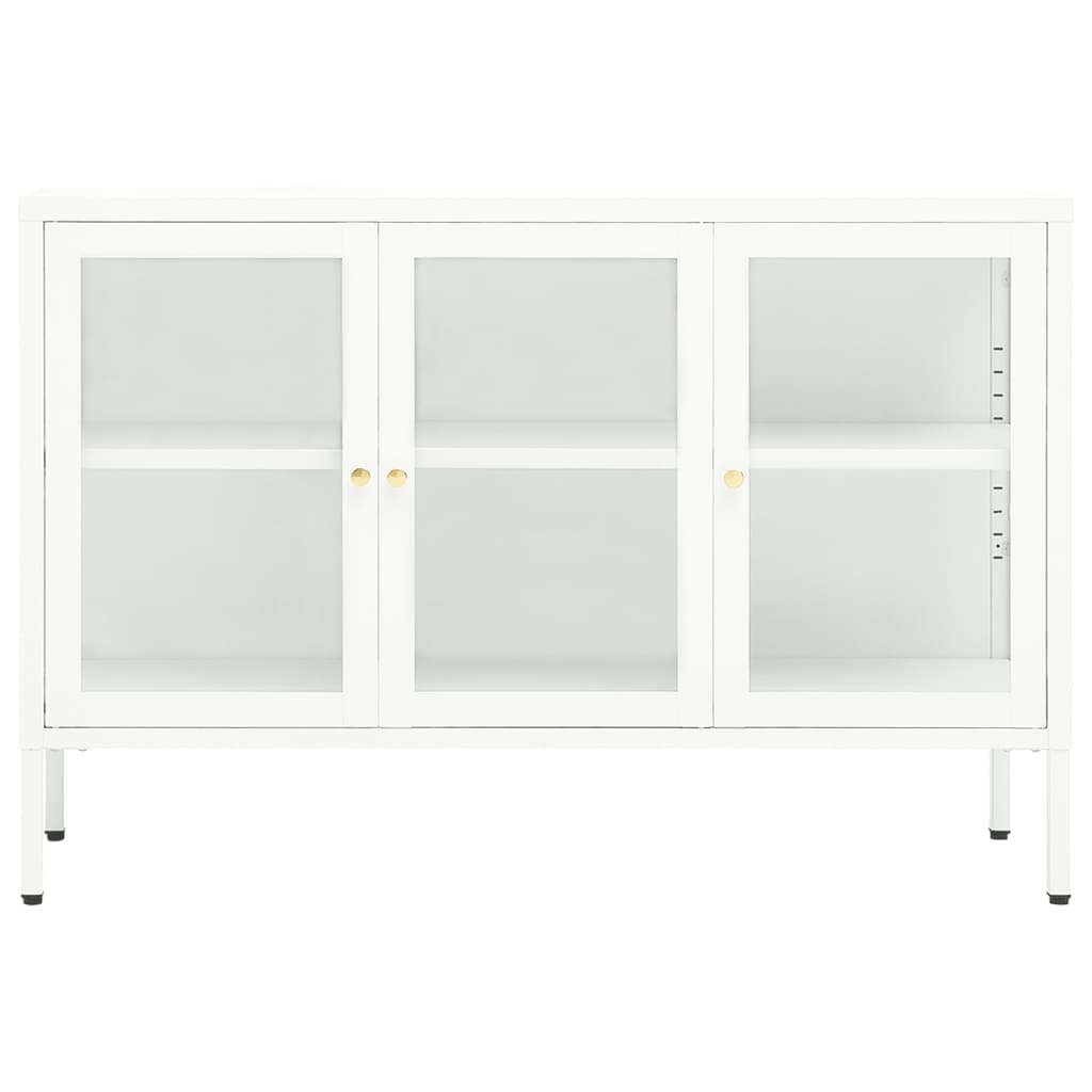 vidaXL Sideboard White 105x35x70 cm Steel and Glass - Sudd