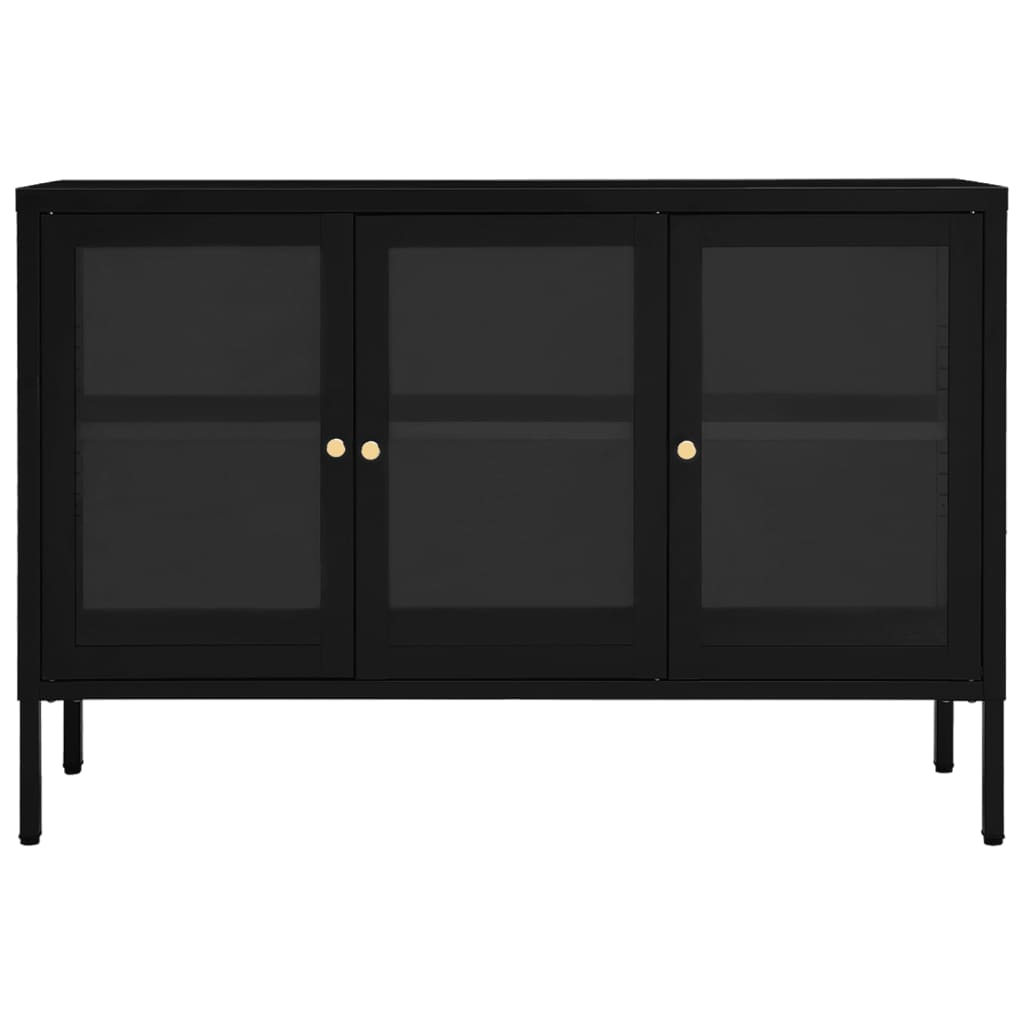 vidaXL Sideboard Black 105x35x70 cm Steel and Glass - Sudd