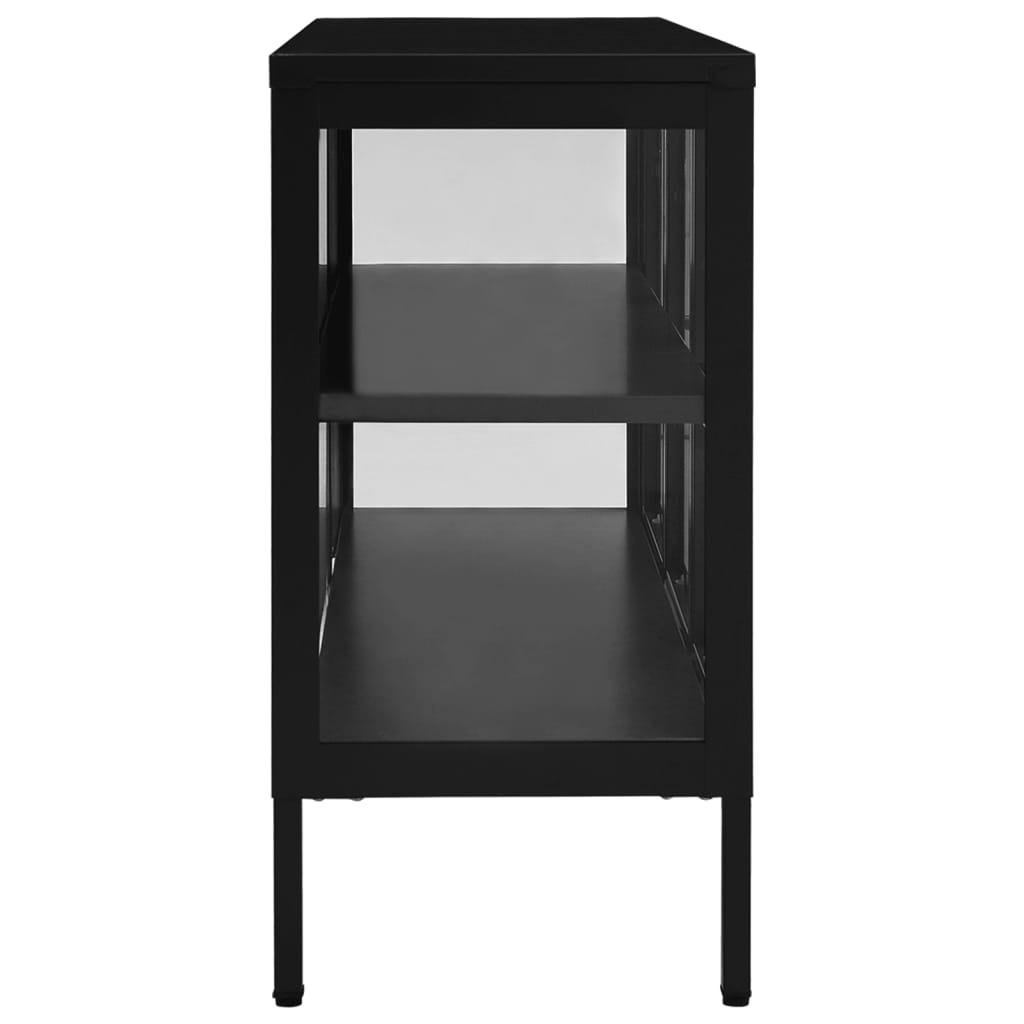 vidaXL Sideboard Black 105x35x70 cm Steel and Glass - Sudd