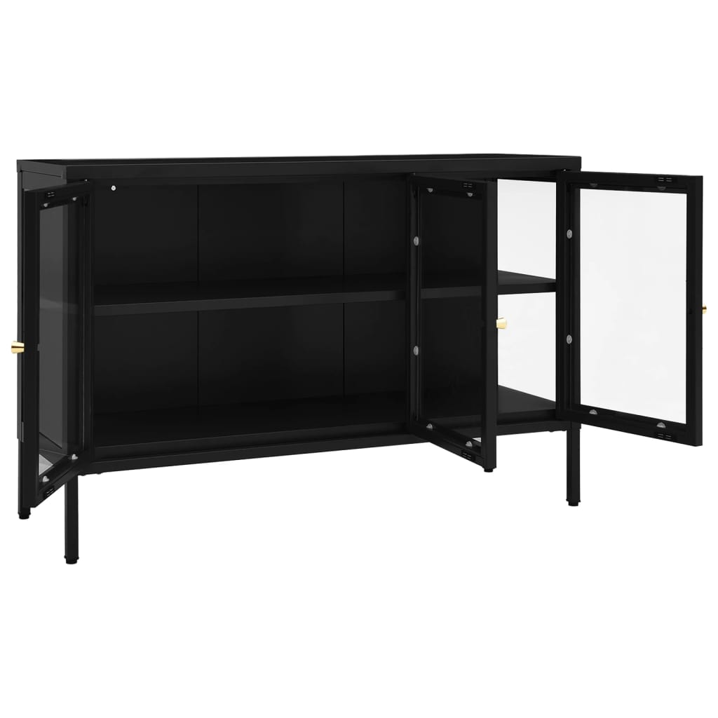 vidaXL Sideboard Black 105x35x70 cm Steel and Glass - Sudd