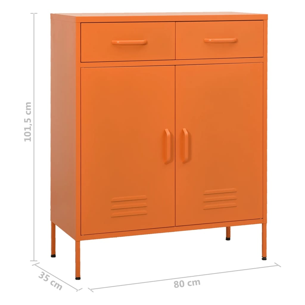 vidaXL Storage Cabinet Orange 80x35x101.5 cm Steel - Sudd