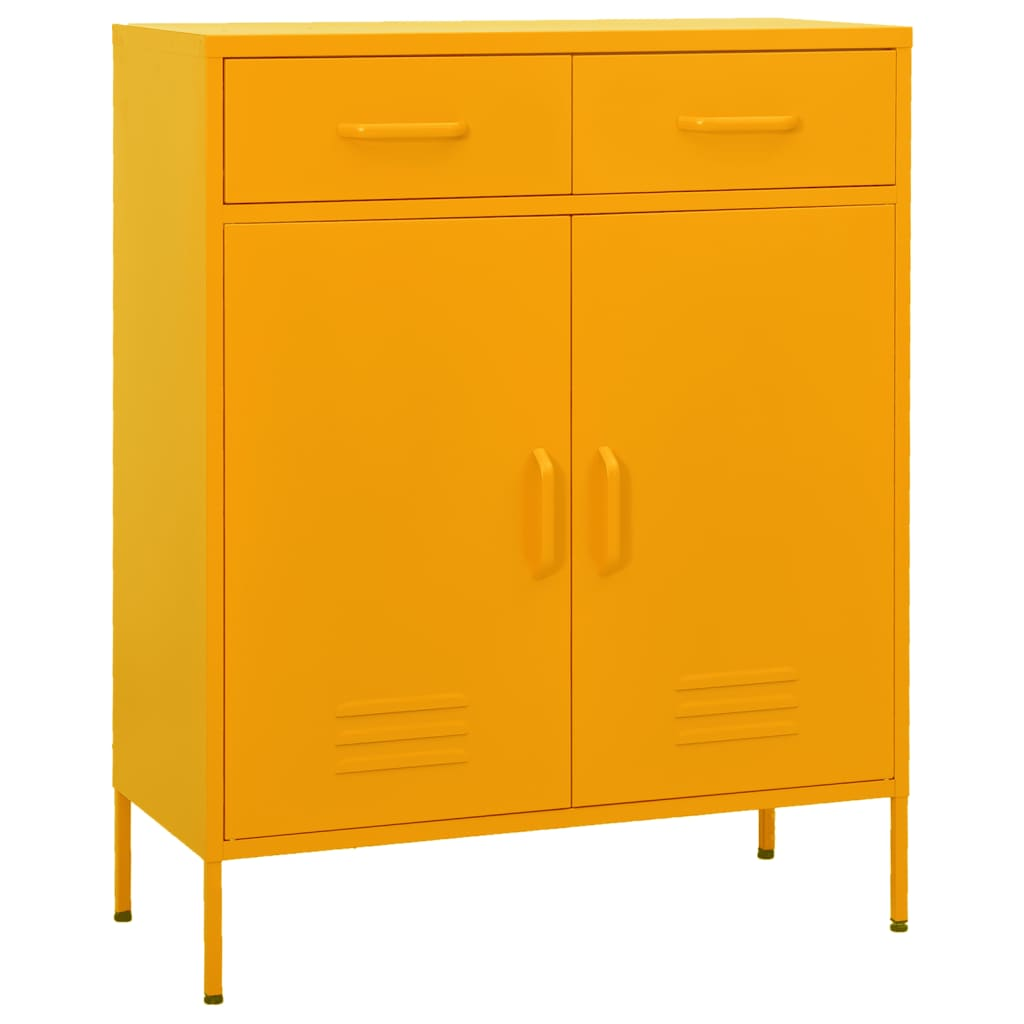 vidaXL Storage Cabinet Mustard Yellow 80x35x101.5 cm Steel - Sudd