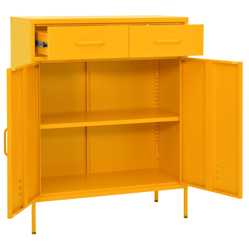 vidaXL Storage Cabinet Mustard Yellow 80x35x101.5 cm Steel - Sudd