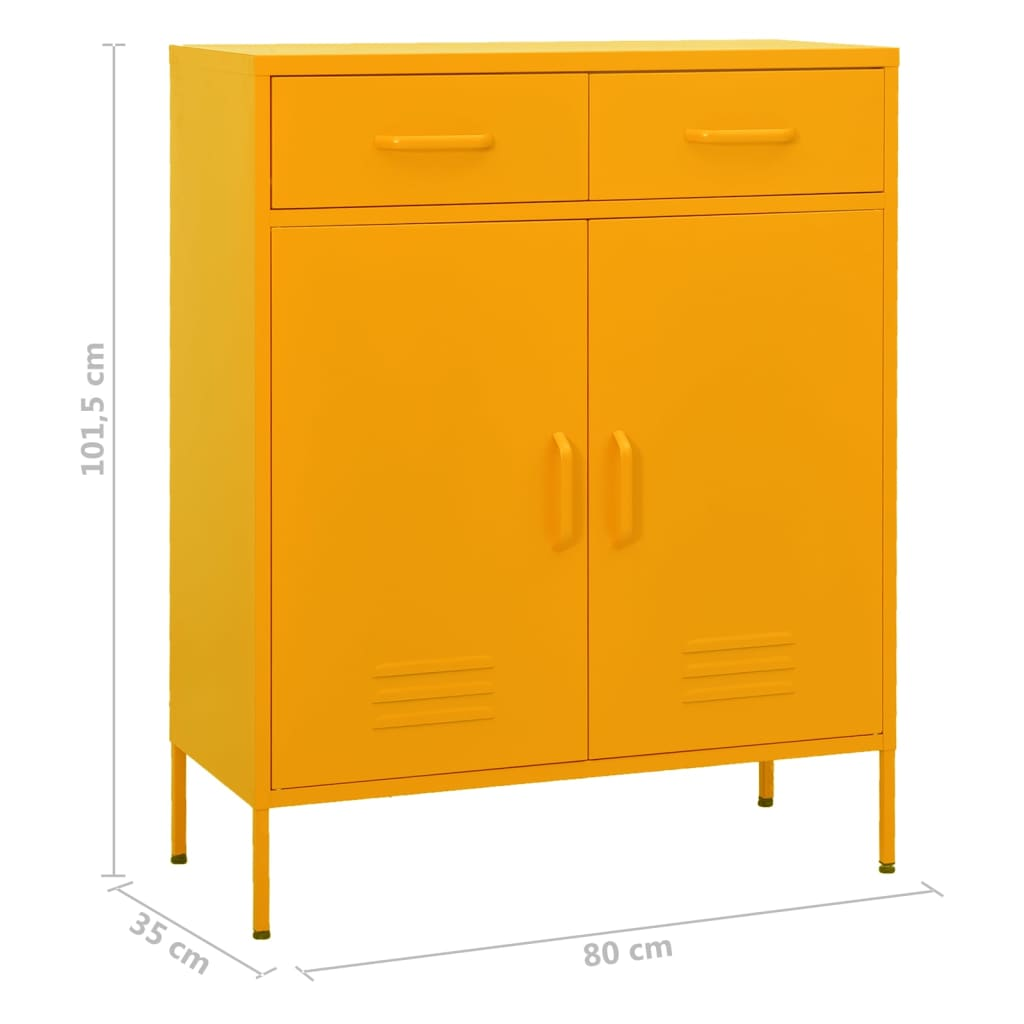 vidaXL Storage Cabinet Mustard Yellow 80x35x101.5 cm Steel - Sudd