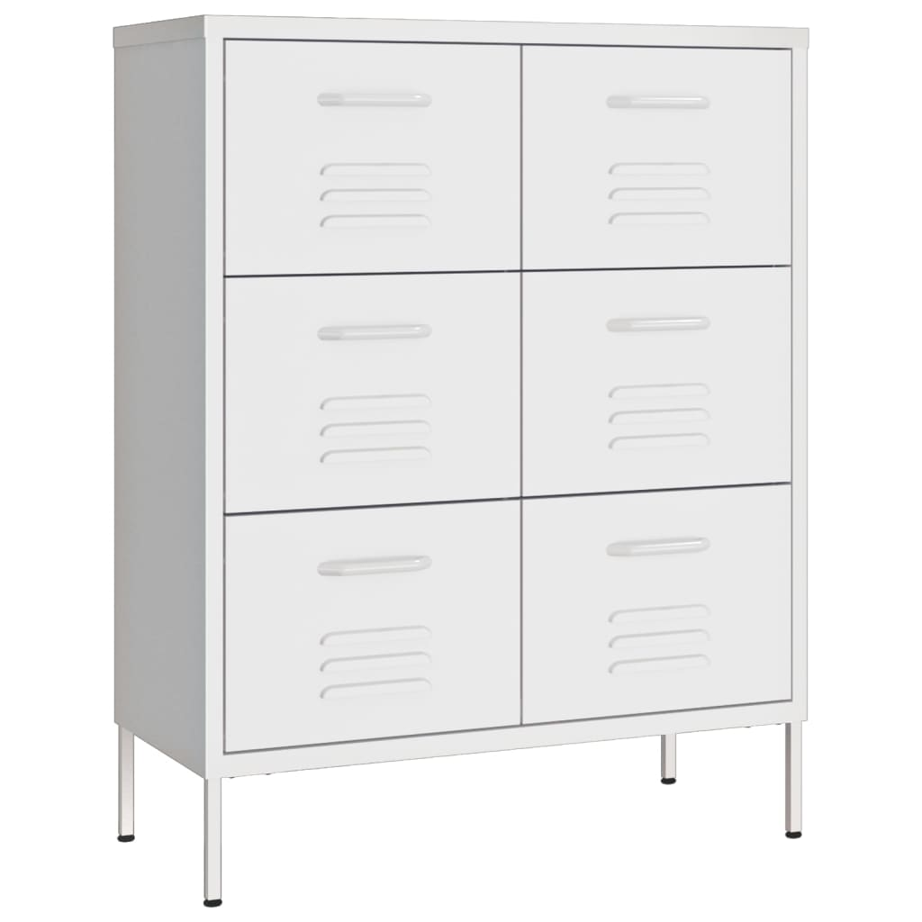 vidaXL Drawer Cabinet White 80x35x101.5 cm Steel - Sudd