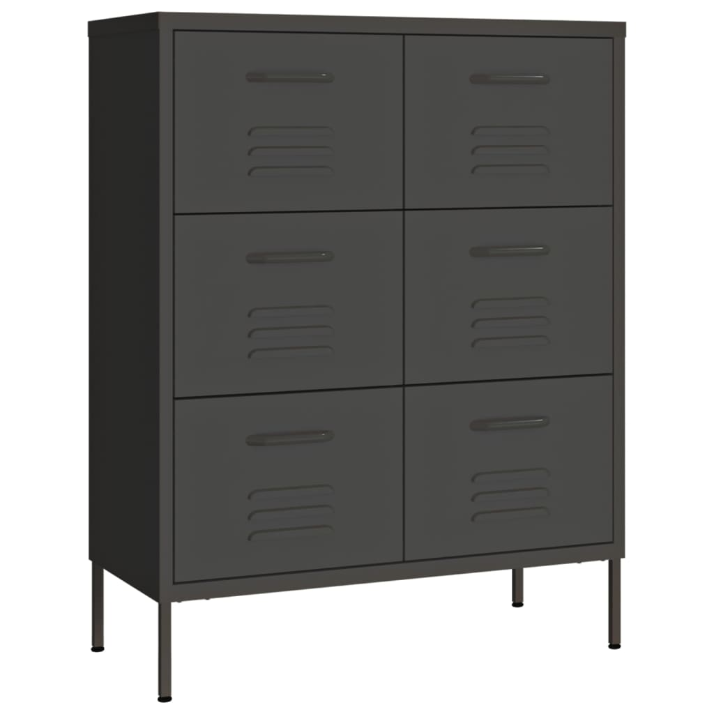 vidaXL Drawer Cabinet Anthracite 80x35x101.5 cm Steel - Sudd