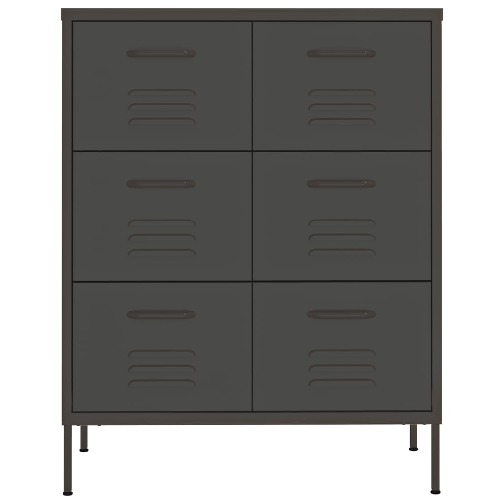 vidaXL Drawer Cabinet Anthracite 80x35x101.5 cm Steel - Sudd