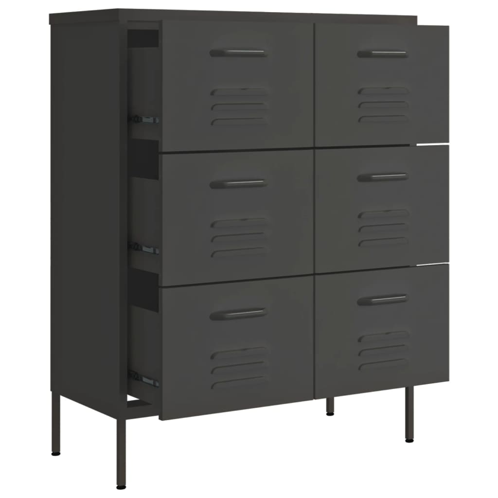 vidaXL Drawer Cabinet Anthracite 80x35x101.5 cm Steel - Sudd