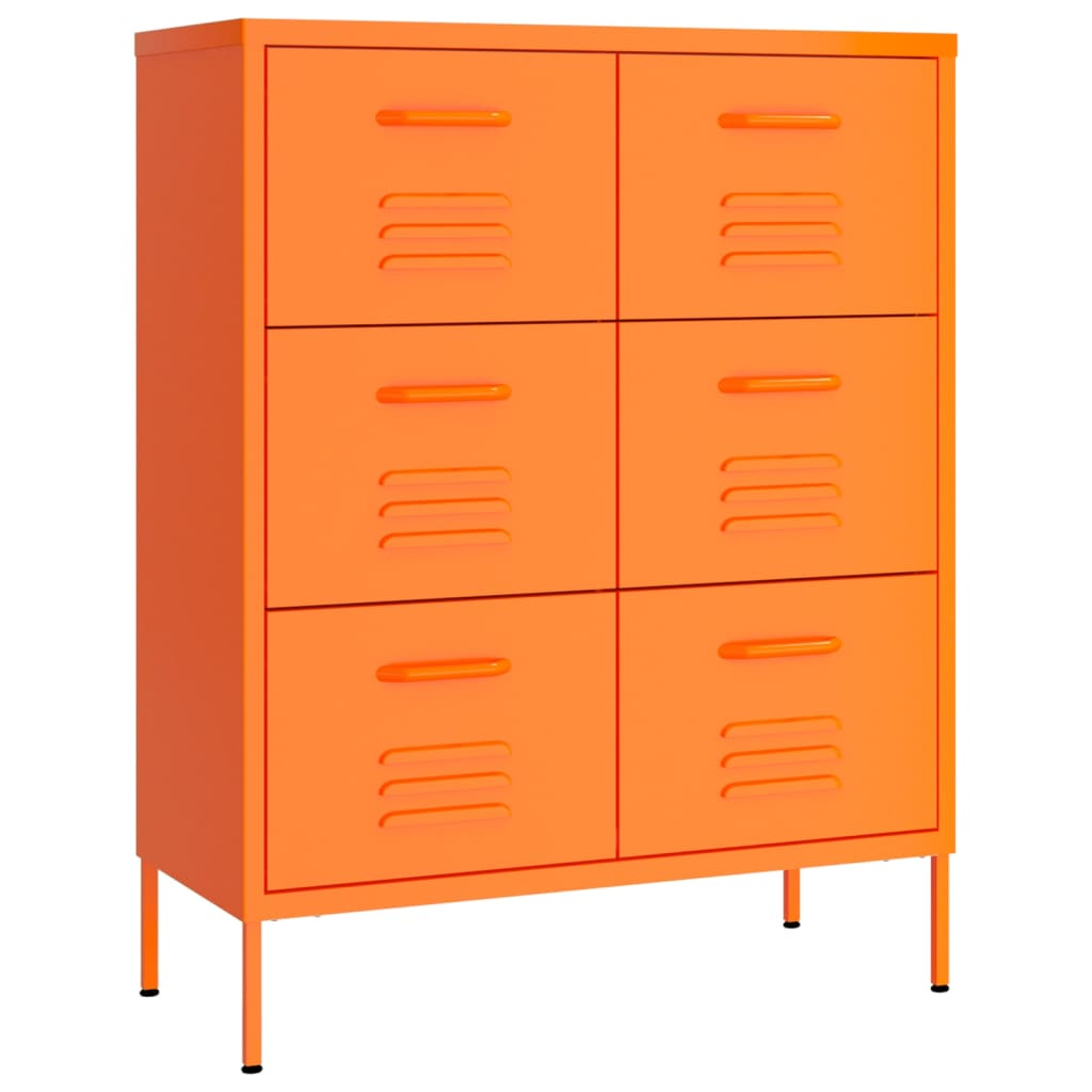 vidaXL Drawer Cabinet Orange 80x35x101.5 cm Steel - Sudd