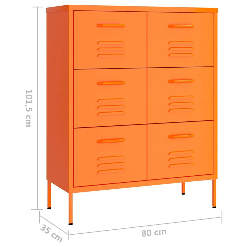 vidaXL Drawer Cabinet Orange 80x35x101.5 cm Steel - Sudd