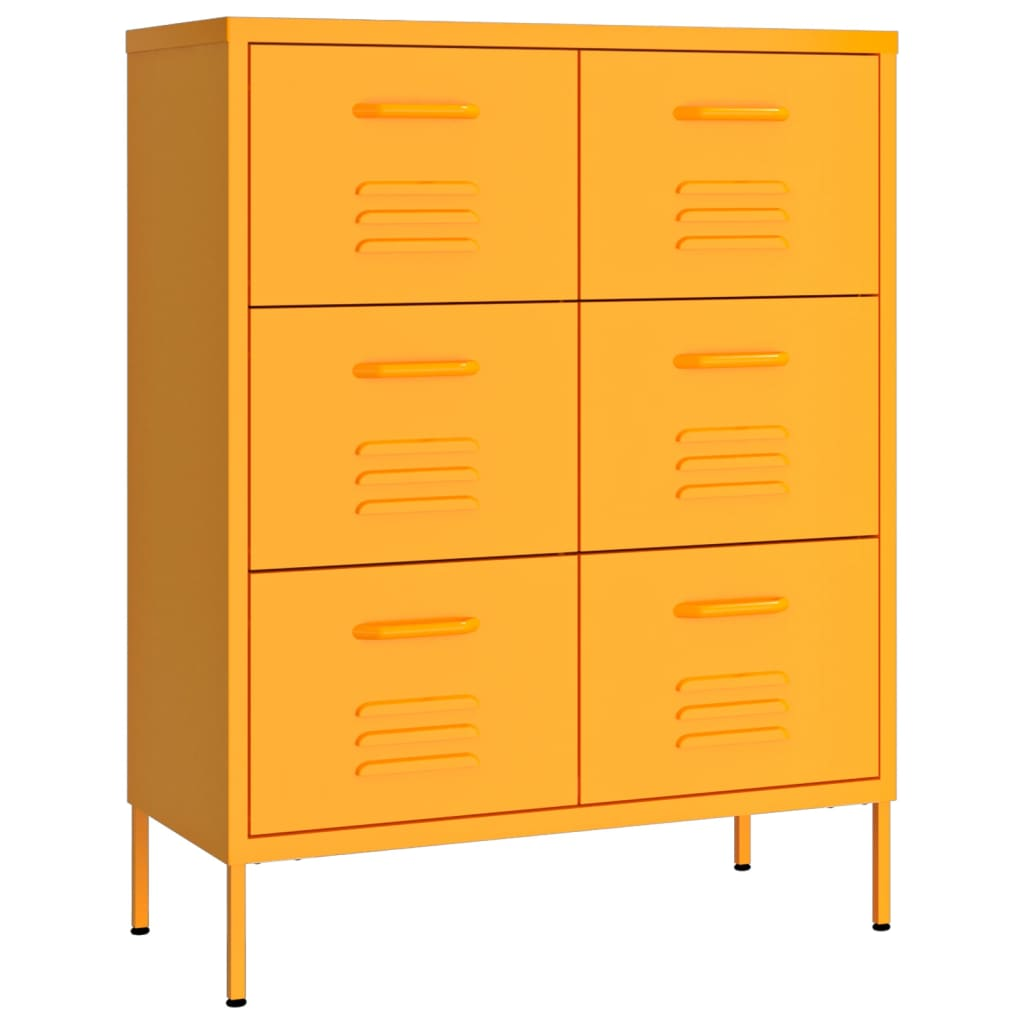 vidaXL Drawer Cabinet Mustard Yellow 80x35x101.5 cm Steel - Sudd