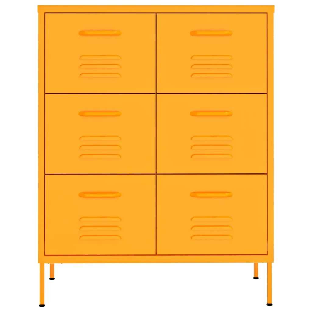 vidaXL Drawer Cabinet Mustard Yellow 80x35x101.5 cm Steel - Sudd